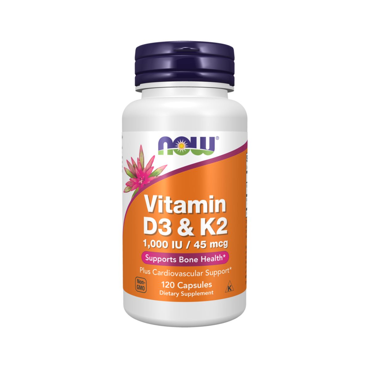 1 NOW Vitamin D3 K2 1000UI 45mcg 120 Cápsulas Veganas NOW Foods