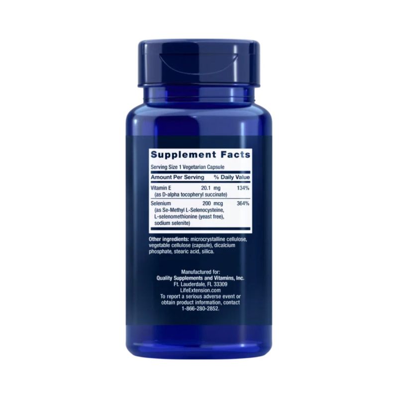 Composição de Life Extension Super Selenium Complex & Vitamin E