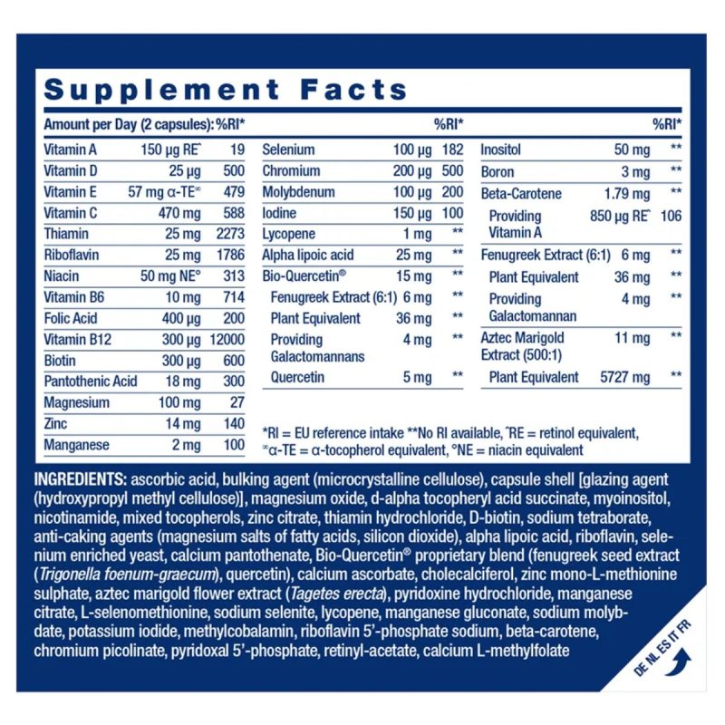 Composição do multivitamínico Life Extension Two-Per-Day